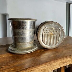 Folding Cup Camp Equipment Civil War Patina Tin Cup Collapsible Union Military